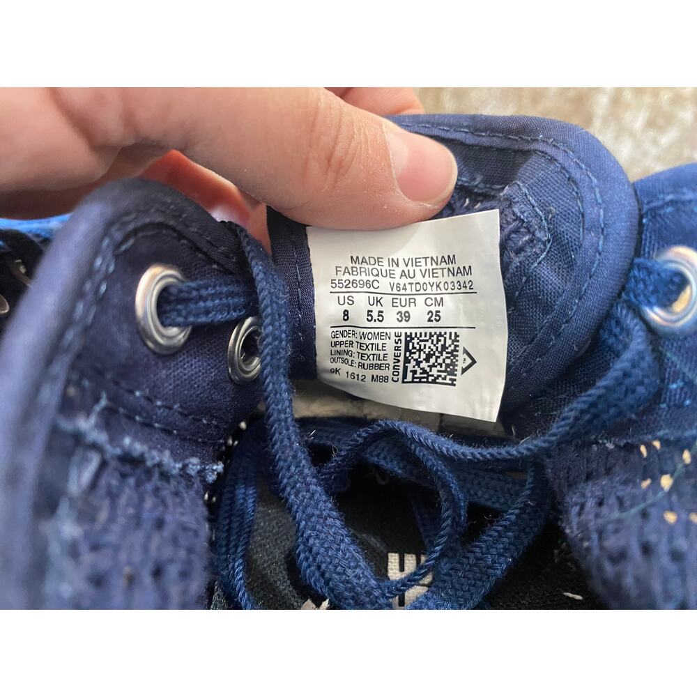 RARE Converse Chuck Taylor Lux Wedge Crochet Sneakers Navy Womens 8 552696C - Picture 8 of 9